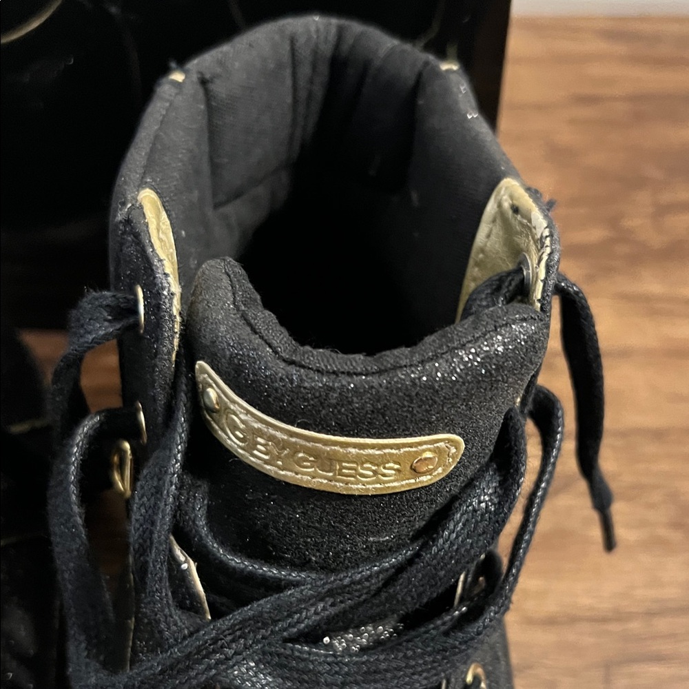 Guess Black and Gold High-Top Sneakers - Picture 4 of 7